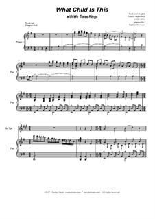 What Child is This with We Three Kings: Duet for Bb-trumpet by Unknown (works before 1850), John H. Hopkins Jr.