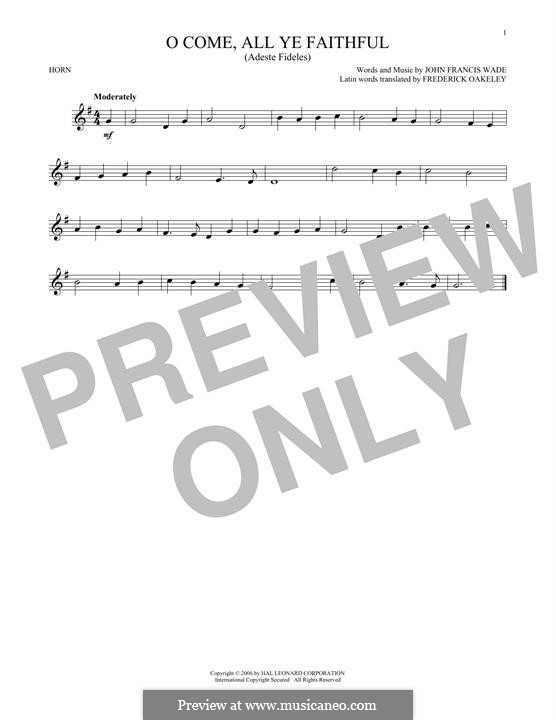 Instrumental version (Printable scores): For horn by Джон Фрэнсис Уэйд