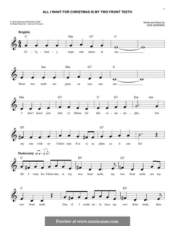 All I Want for Christmas Is My Two Front Teeth: Мелодия by Don Gardner