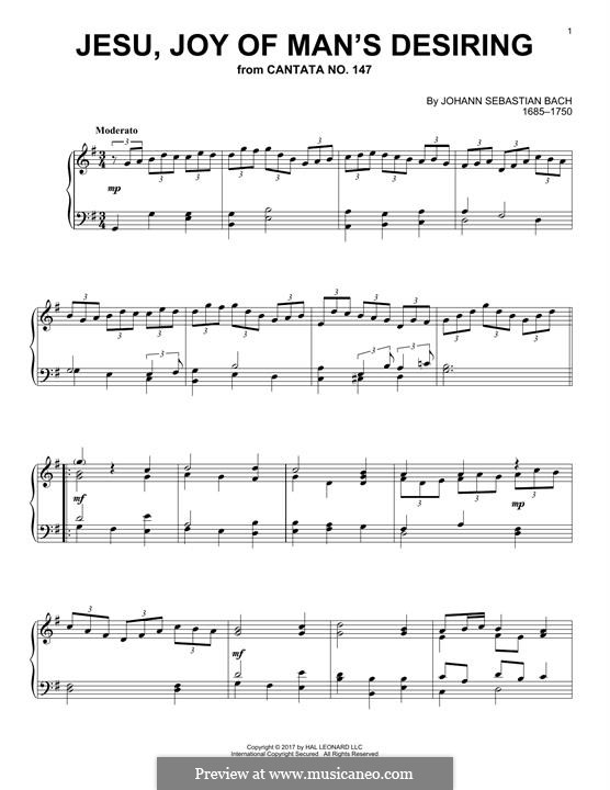 Jesu, Joy of Man's Desiring, for Piano: Для одного исполнителя by Иоганн Себастьян Бах