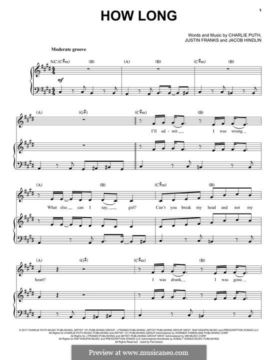 How Long: Для голоса и фортепиано (или гитары) by Jacob Kasher Hindlin, Justin Franks, Charlie Puth