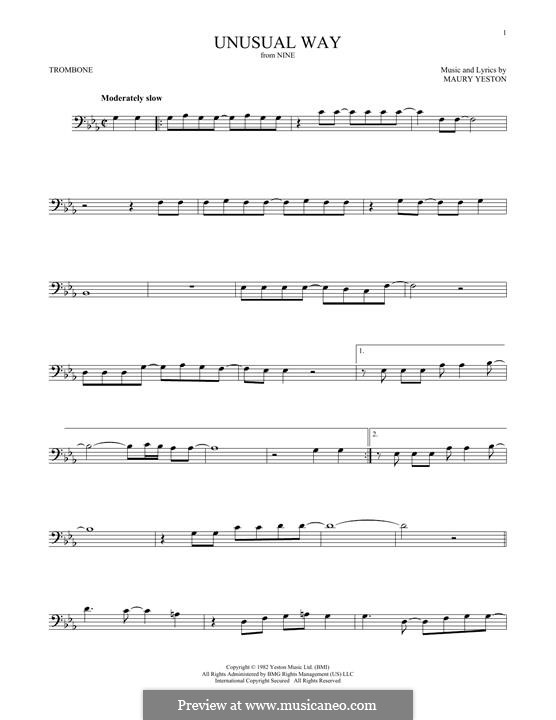 Unusual Way (In a Very Unusual Way): For trombone by Maury Yeston