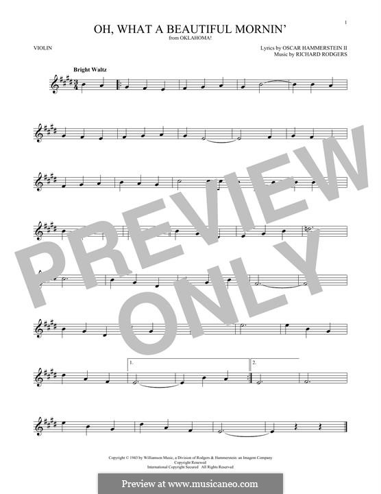 Oh, What a Beautiful Mornin' (from 'Oklahoma!'): Для скрипки by Richard Rodgers