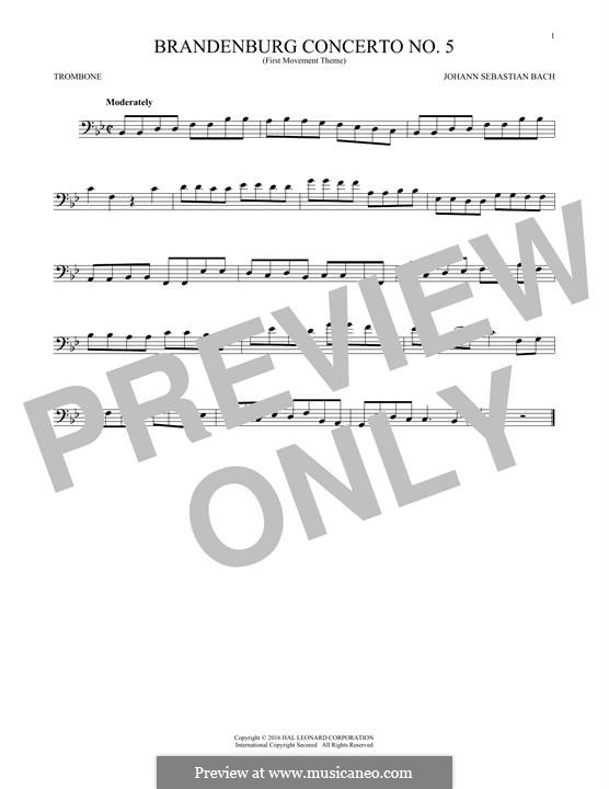 Бранденбургский концерт No.5 ре мажор, BWV 1050: Movement I (Theme), for trombone by Иоганн Себастьян Бах