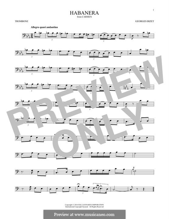 Habanera (Printable Scores): For trombone by Жорж Бизе
