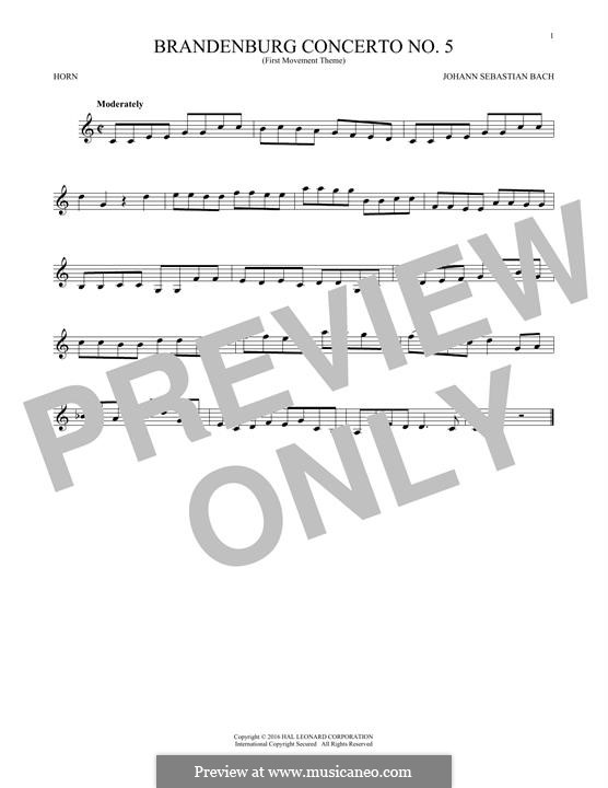 Бранденбургский концерт No.5 ре мажор, BWV 1050: Movement I (Theme), for horn by Иоганн Себастьян Бах