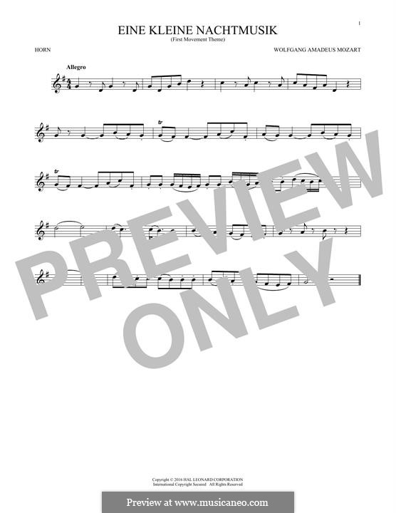 Аллегро: Excerpt, for horn by Вольфганг Амадей Моцарт