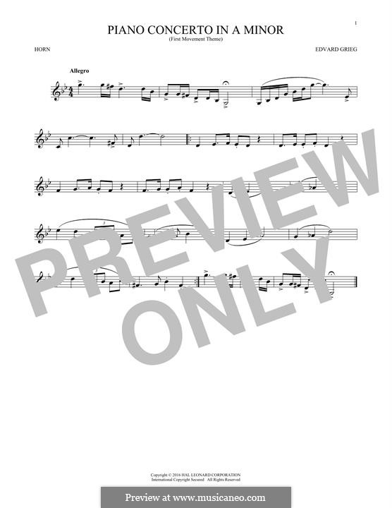 Концерт для фортепиано с оркестром ля минор, Op.16: Movement I (Theme). Version for horn by Эдвард Григ
