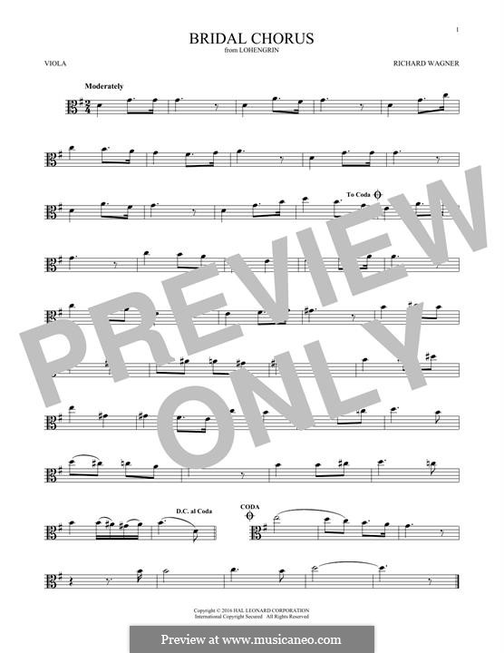 Bridal Chorus (Printable Scores): For viola by Рихард Вагнер