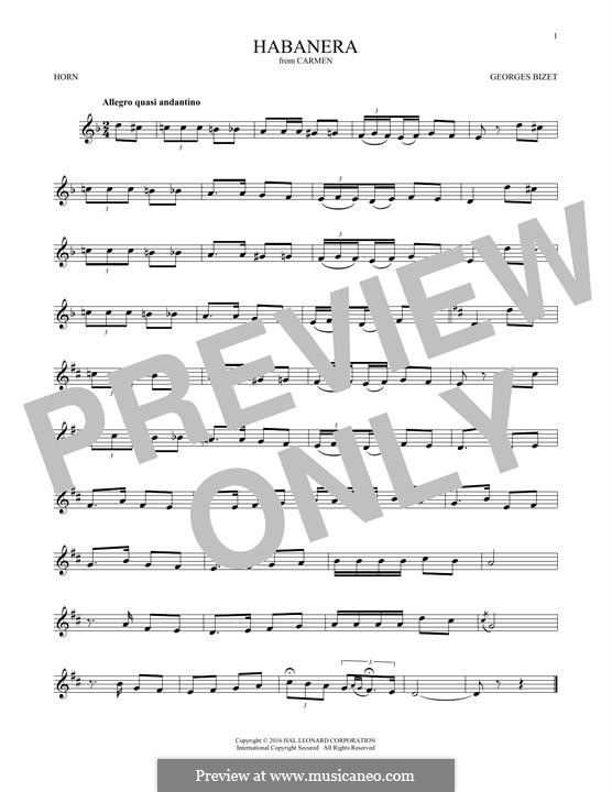Habanera (Printable Scores): For horn by Жорж Бизе