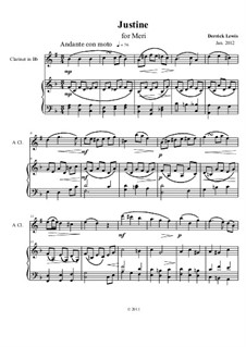 Justine: For clarinet in Bb and piano by Derrick Thomas Lewis