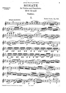 Соната для скрипки и фортепиано, Op.103: Сольная партия by Роберт Фукс