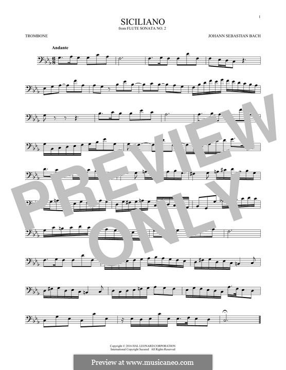 Соната для флейты и клавесина No.2 ми-бемоль мажор, BWV 1031: Siciliano. Arrangement for trombone by Иоганн Себастьян Бах