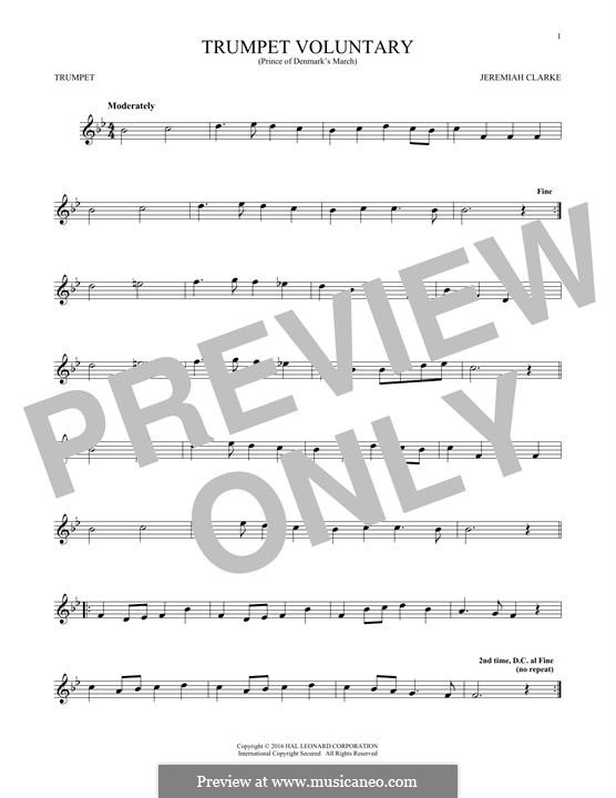 Prince of Denmark's March (Trumpet Voluntary), printable scores: Для трубы by Джереми Кларк