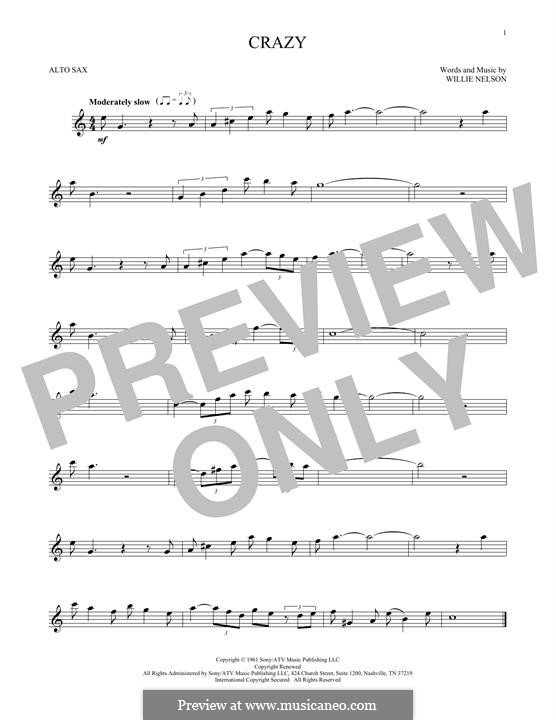 Crazy (Patsy Cline): Для альтового саксофона by Willie Nelson