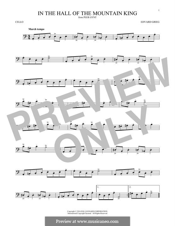 Сюита No.1. В пещере горного короля, Op.46 No.4: Для виолончели by Эдвард Григ