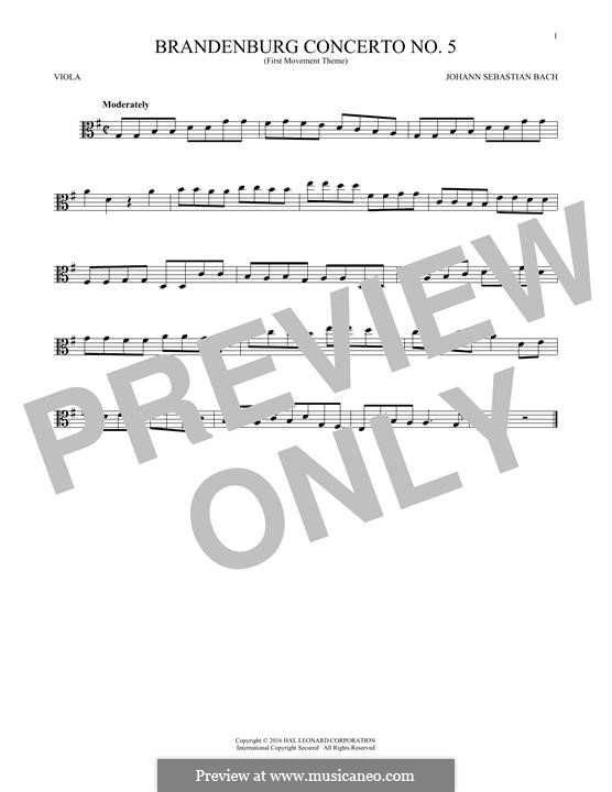 Бранденбургский концерт No.5 ре мажор, BWV 1050: Movement I (Theme), for viola by Иоганн Себастьян Бах
