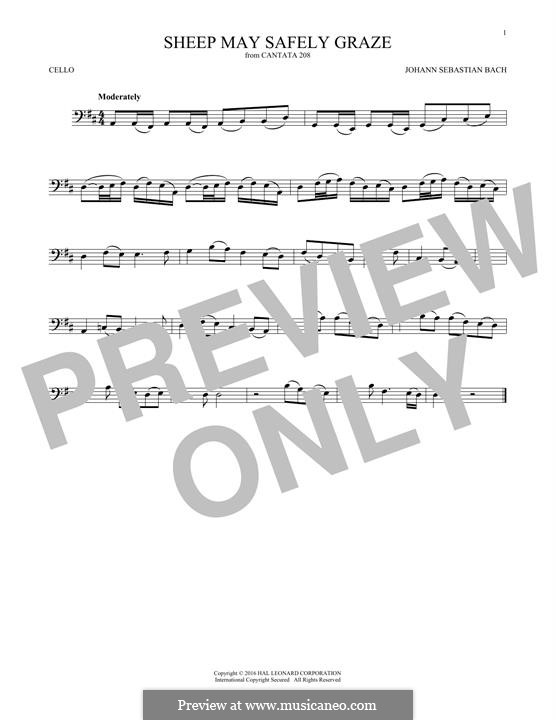 Sheep May Safely Graze (Printable Scores): Для виолончели by Иоганн Себастьян Бах
