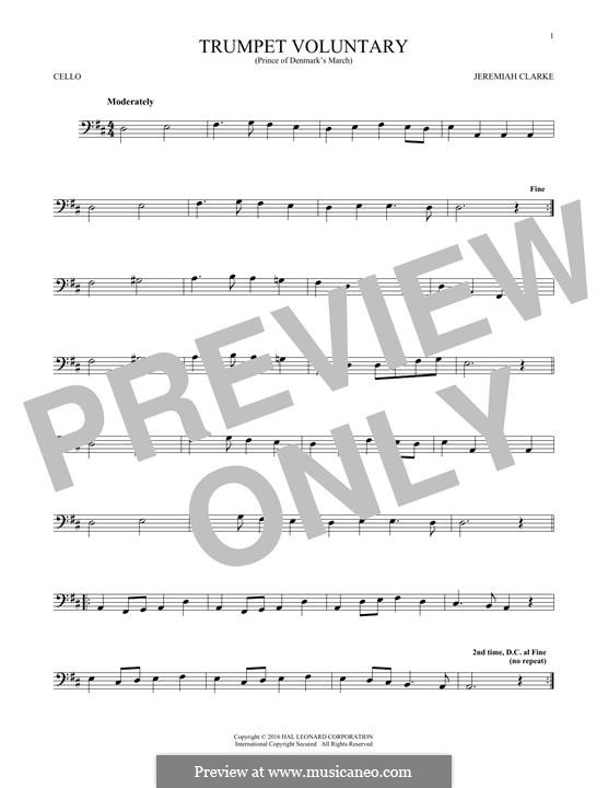 Prince of Denmark's March (Trumpet Voluntary), printable scores: Для виолончели by Джереми Кларк