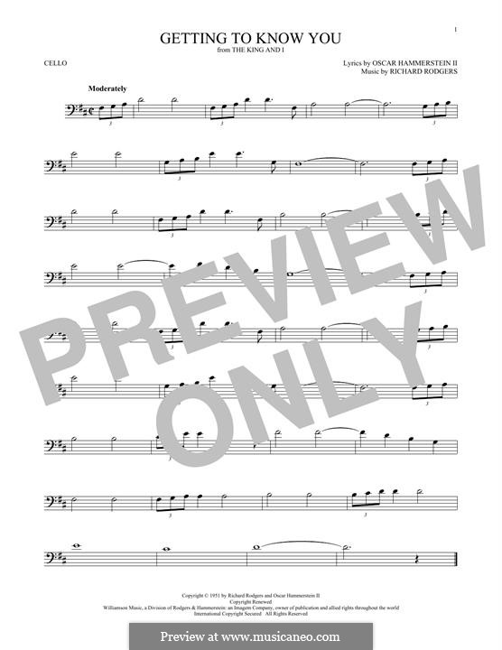 Getting to Know You (from The King and I): Для виолончели by Richard Rodgers