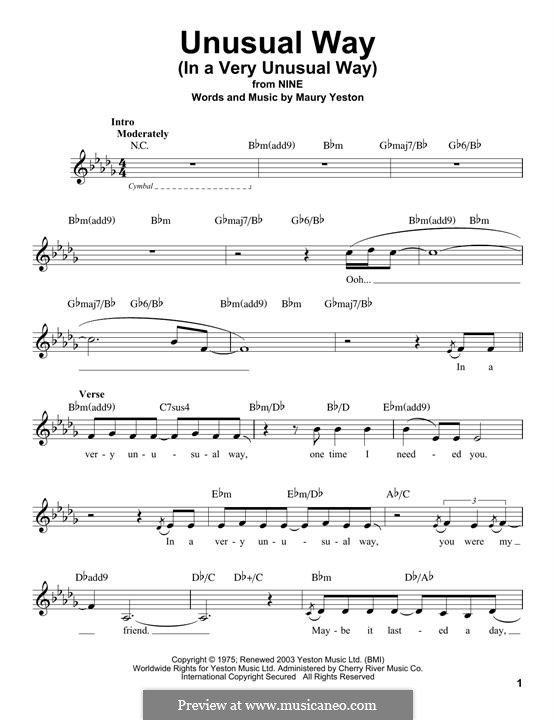 Unusual Way (In a Very Unusual Way): Мелодия by Maury Yeston