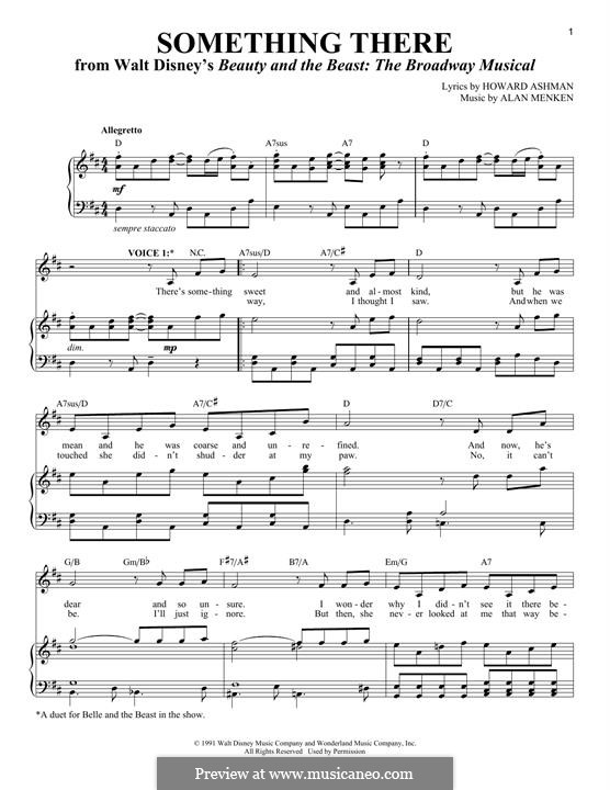 Something There (from Beauty and the Beast): Для голоса и фортепиано by Alan Menken