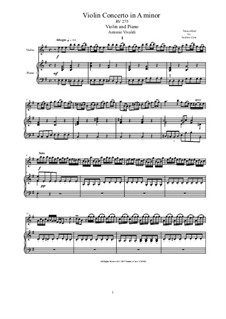 Concerto for Violin, Strings and Harpsichord in E Minor, RV 275: Версия для скрипки и фортепиано by Антонио Вивальди