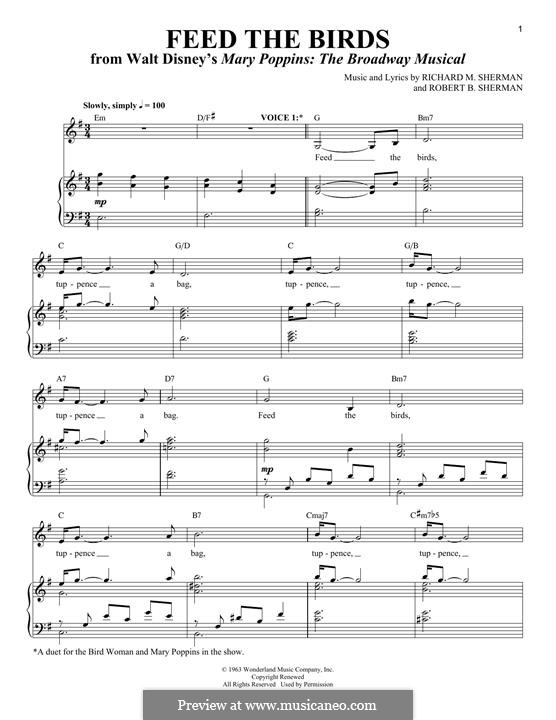 Feed the Birds (Tuppence a Bag): Для голоса и фортепиано by Richard M. Sherman, Robert B. Sherman