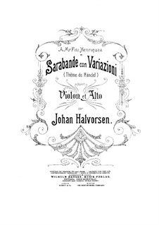 Сарабанда с вариациями на тему Генделя: Партитура by Юхан Хальворсен