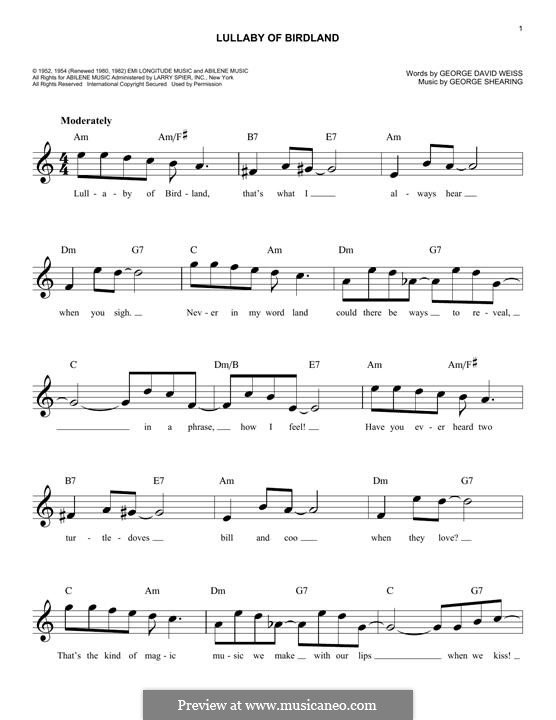 Lullaby of Birdland (Ella  Fitzgerald): Мелодия by George Shearing