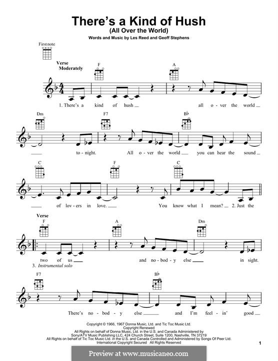 There's a Kind of Hush (All Over the World): Для укулеле by Geoff Stephens, Les Reed