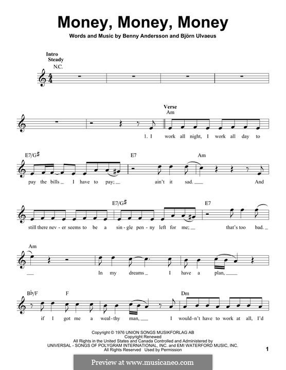 Money, Money, Money (ABBA): Мелодия by Benny Andersson, Björn Ulvaeus