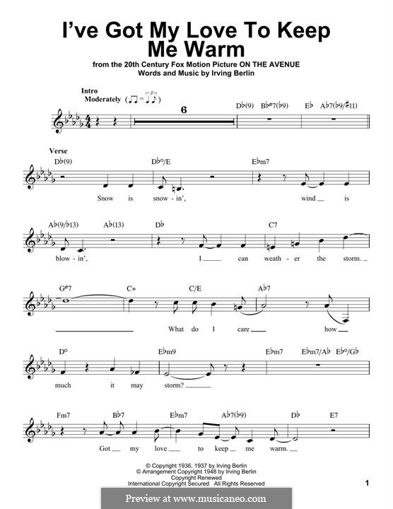 I've Got My Love to Keep Me Warm (Frank Sinatra): Мелодия by Ирвинг Берлин
