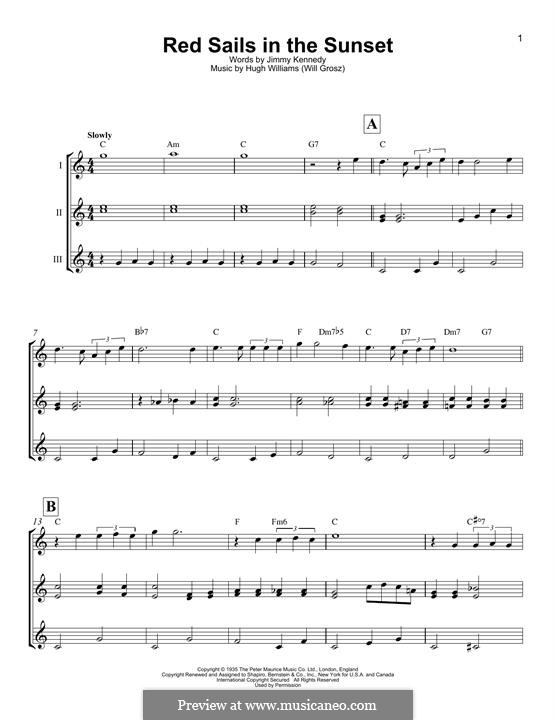 Red Sails in the Sunset (Fats Domino): Для укулеле by Hugh Williams