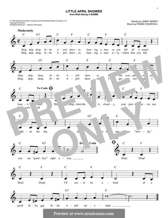Little April Shower (from Bambi): Мелодия by Frank Churchill