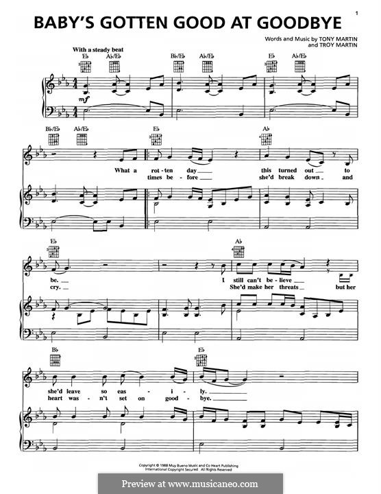 Baby's Gotten Good at Goodbye (George Strait): Для голоса и фортепиано (или гитары) by Tony Martin, Troy Martin
