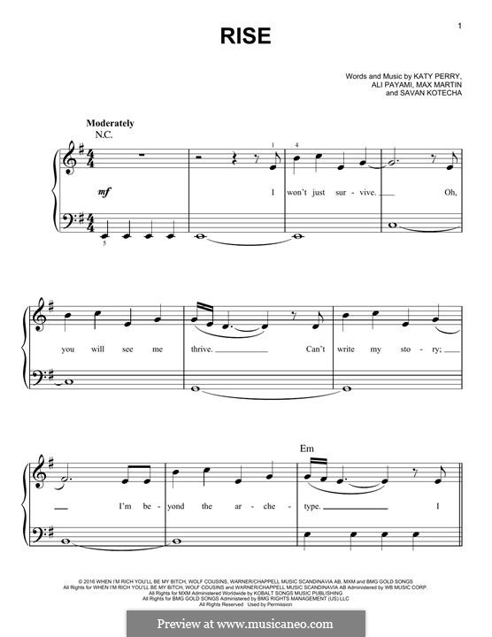 Rise: Для фортепиано by Katy Perry, Max Martin, Savan Kotecha, Ali Payami
