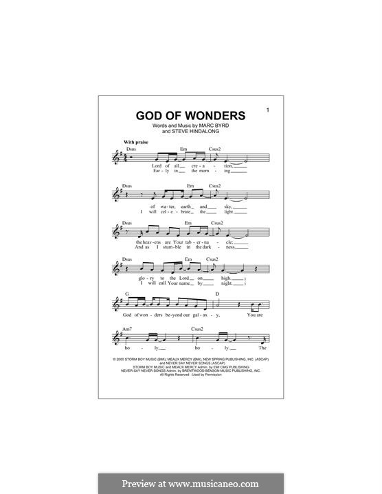 God of Wonders (Third Day): Мелодия by Marc Byrd, Steve Hindalong