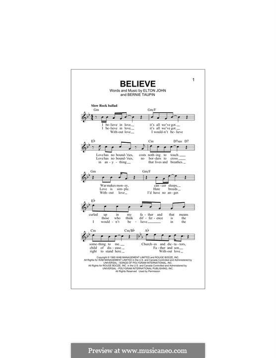 Believe: Мелодия by Elton John