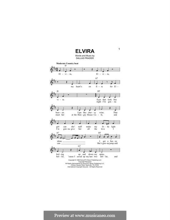 Elvira (The Oak Ridge Boys): Мелодия by Dallas Frazier