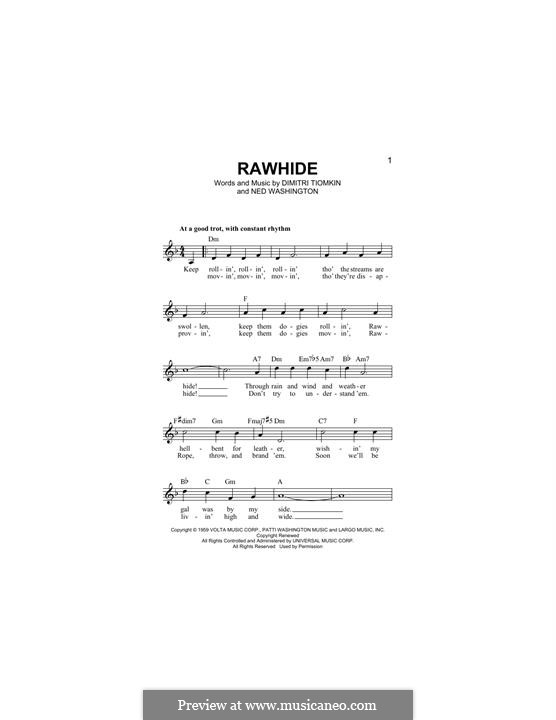 Rawhide (The Blues Brothers): Мелодия by Dimitri Tiomkin