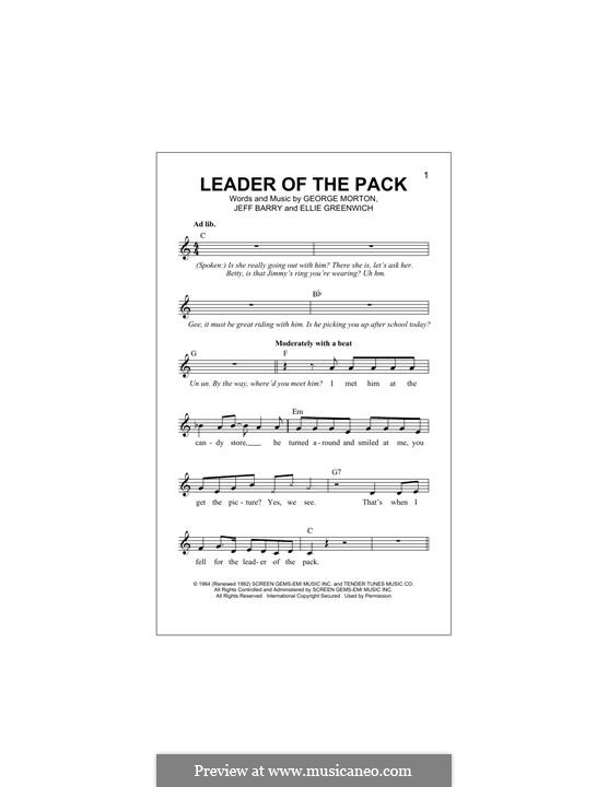 Leader of the Pack (The Shangri-Las): Мелодия by Ellie Greenwich, George Morton, Jeff Barry