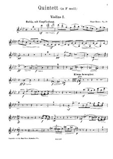 Квинтет фа минор для фортепиано и струнных, Op.39: Скрипка I by Гуго Каун