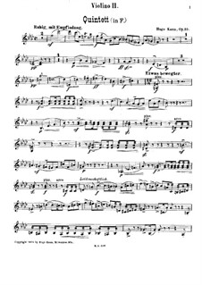 Квинтет фа минор для фортепиано и струнных, Op.39: Скрипка II by Гуго Каун