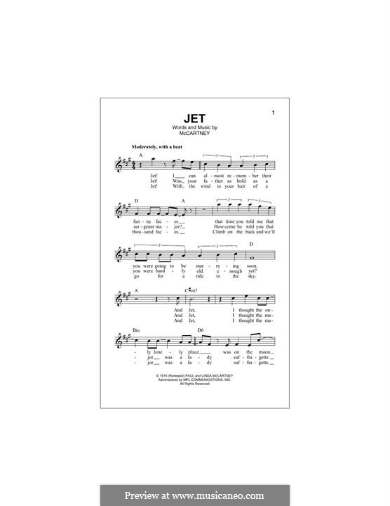 Jet (Wings): Мелодия by Linda McCartney, Paul McCartney