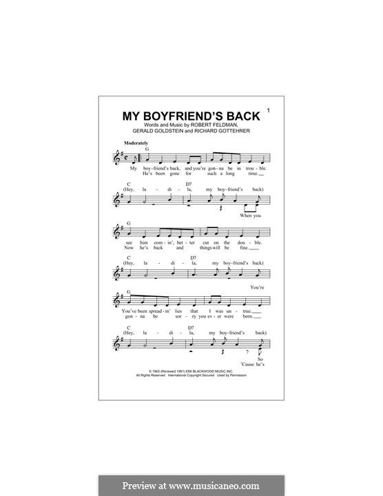 My Boyfriend's Back (The Angels): Мелодия by Gerald Goldstein, Richard Gottehrer, Robert Feldman