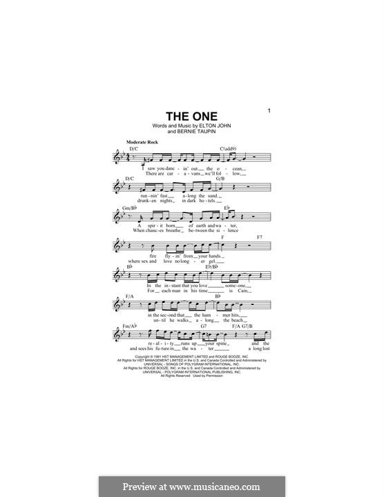 The One: Мелодия by Elton John