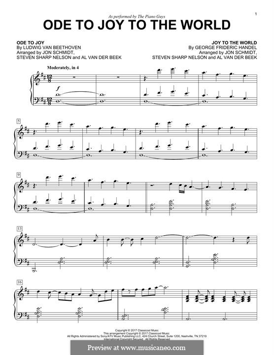 Ode To Joy to the World (The Piano Guys): Для фортепиано by Георг Фридрих Гендель, Людвиг ван Бетховен