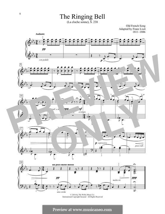 La cloche sonne, S.238: Для фортепиано by Франц Лист
