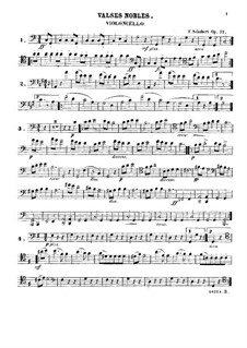 Благородные вальсы для фортепиано, D.969 Op.77: Переложение для фортепианного трио – партия виолончели by Франц Шуберт
